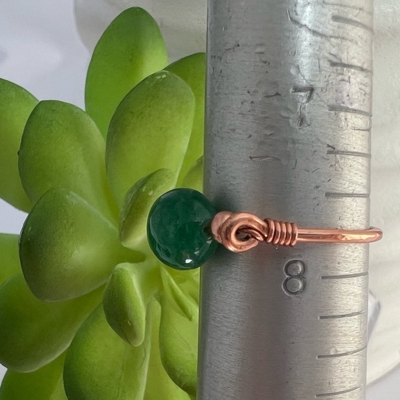 Green Chalcedony Wire Wrapped Copper Ring - Picture 7 of 13